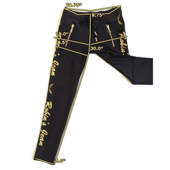 Robin’s Jean Women's S Black Gold Angel Wings Jogger Skinny Leg Drawstring - Picture 15 of 15